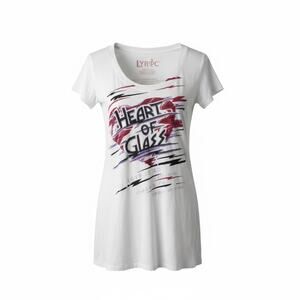 LYRIC Heart of Glass Graphic Tee White Women’s Size L New Without Tags